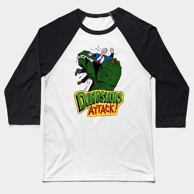 Dinosaurs Attack! Baseball T-Shirt by OniSide